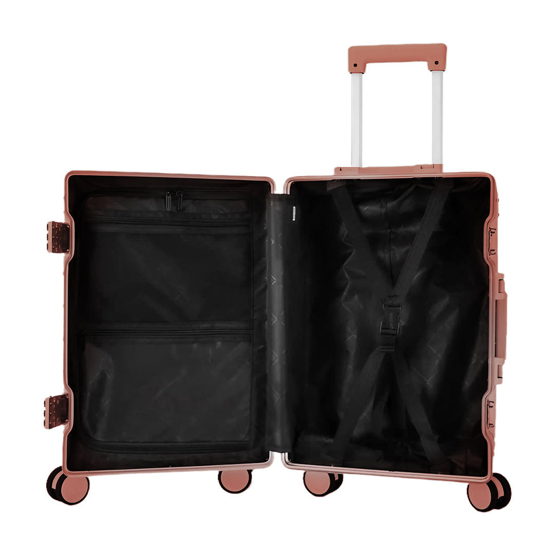 Luggage District Aluminum Frame Ultra-Light 3 Piece Trolley Set, Rose Gold