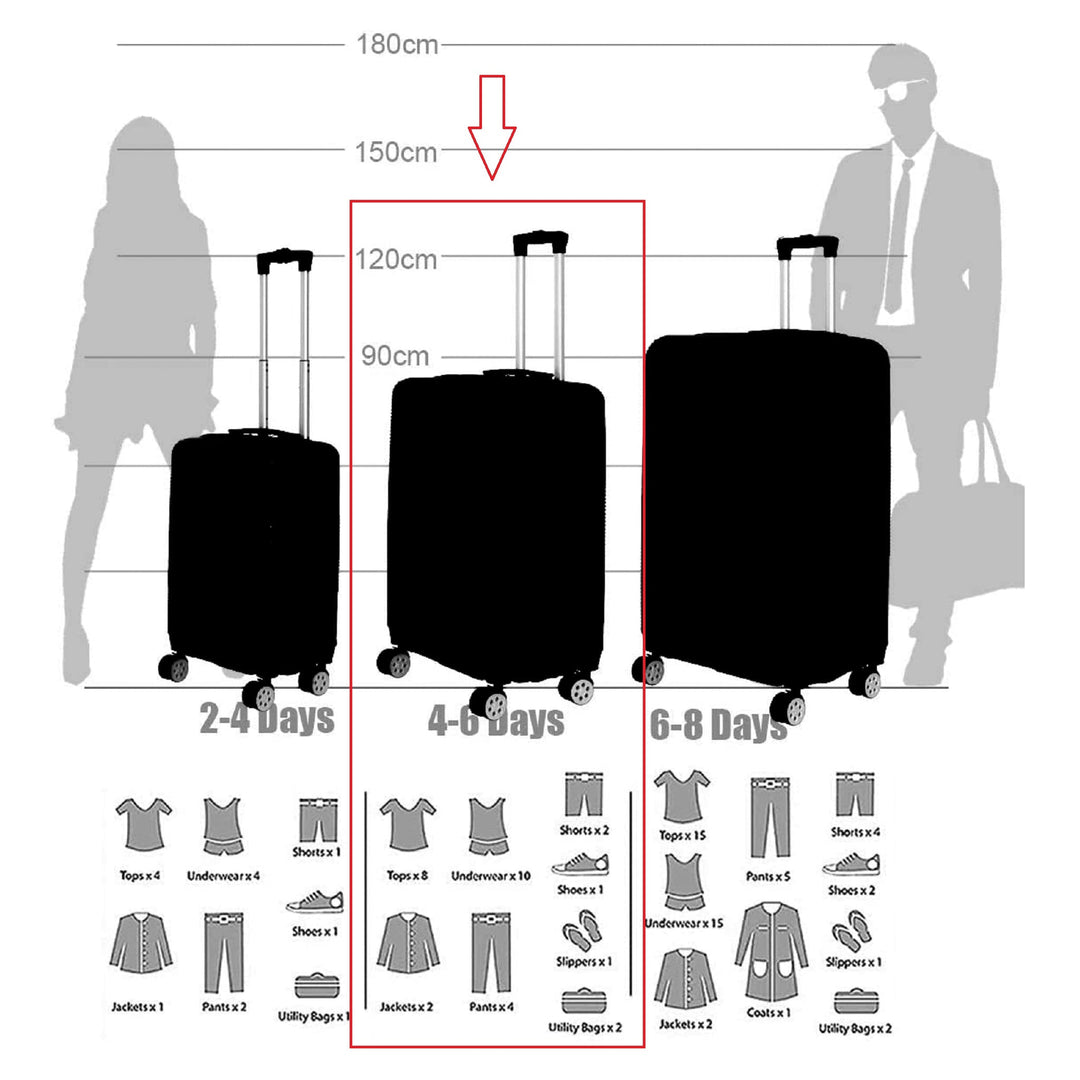 Sky Bird Safari ABS Luggage Trolley Bag 1 Piece Medium Size 24" inch, Red