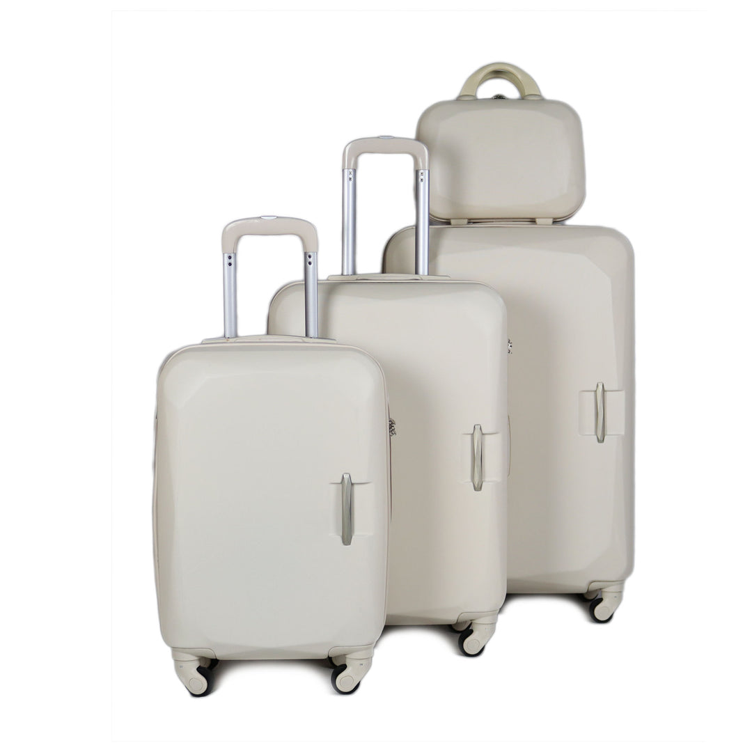 Sky Bird Flat 4-Piece ABS Luggage Trolley Set Milky White