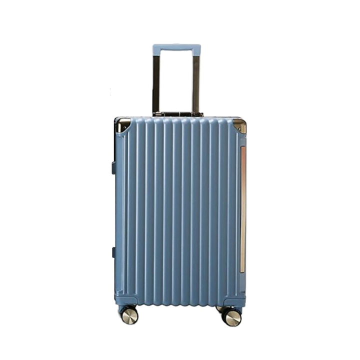 Luggage District Aluminum Frame Premium Medium Checked-in Bag 24inch, Light Blue