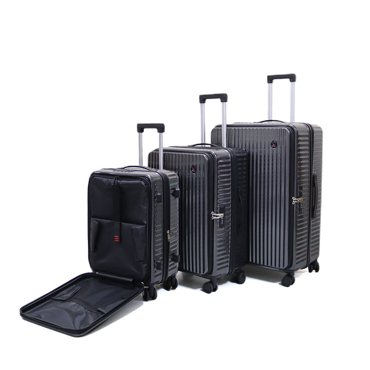 Luggage District Skybird Premium 3-Piece Expandable Luggage Set, Black