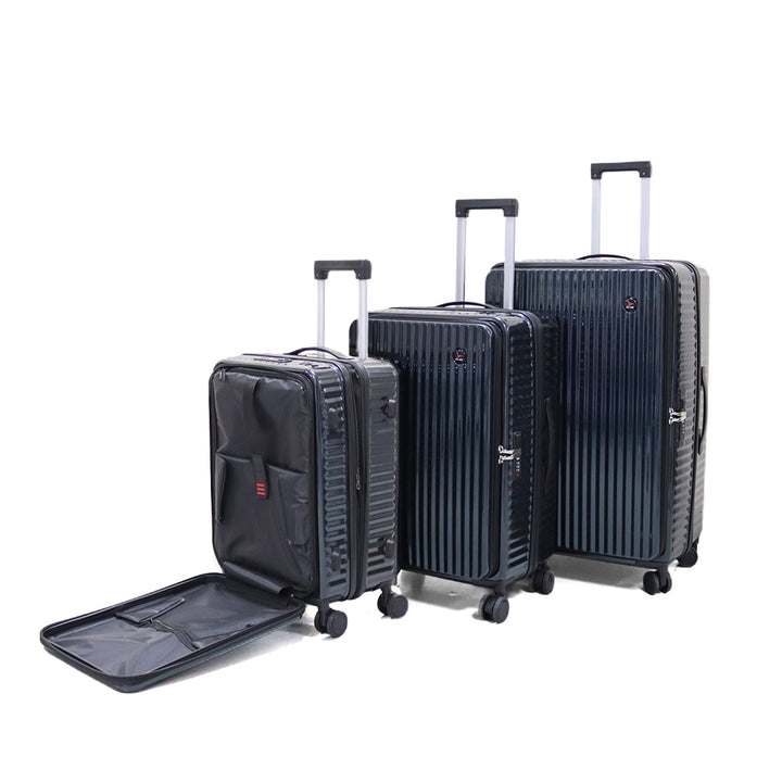 Luggage District Skybird Premium 3-Piece Expandable Luggage Set, Black Green