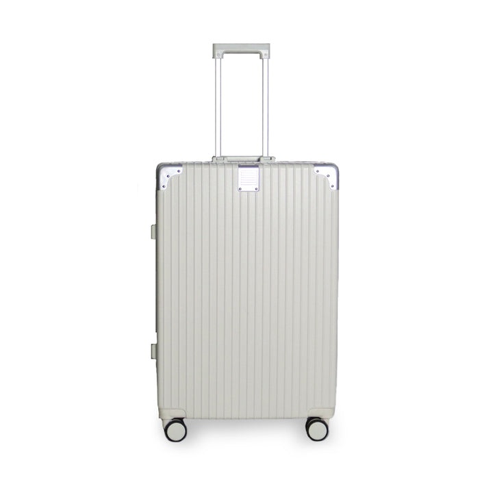 Luggage District Aluminum Frame Ultra-Light Medium Checked-in Bag 24inch, Milky White