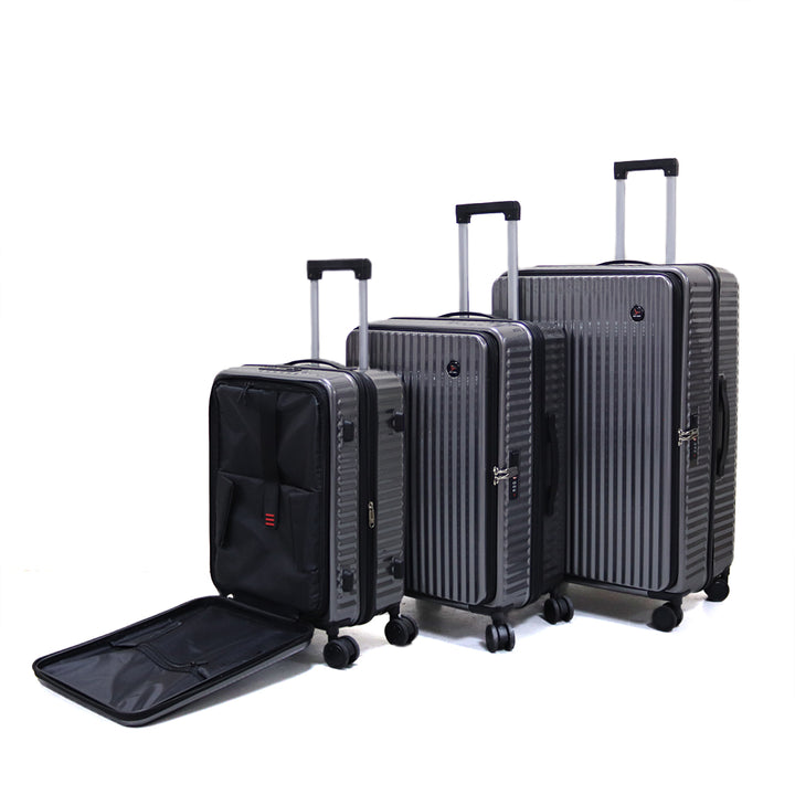 Luggage District Skybird Premium 3-Piece Expandable Luggage Set, Dark Gray