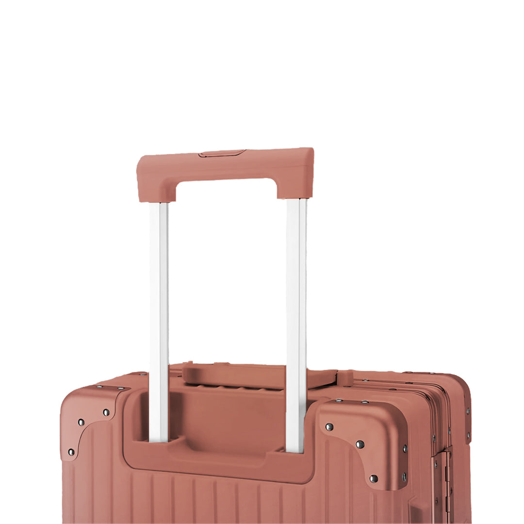 Luggage District Aluminum Frame Ultra-Light 3 Piece Trolley Set, Rose Gold