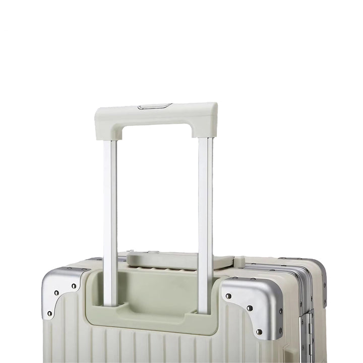 Luggage District Aluminum Frame Ultra-Light 3 Piece Trolley Set, Milky White
