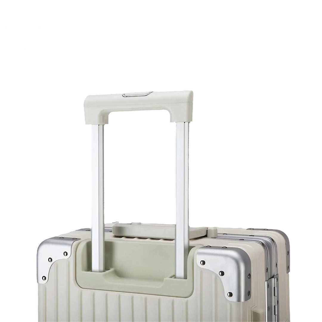 Luggage District Aluminum Frame Ultra-Light 3 Piece Trolley Set, Milky White