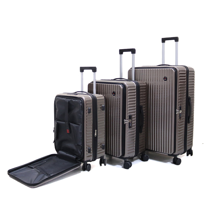 Luggage District Skybird Premium 3-Piece Expandable Luggage Set, Khaki