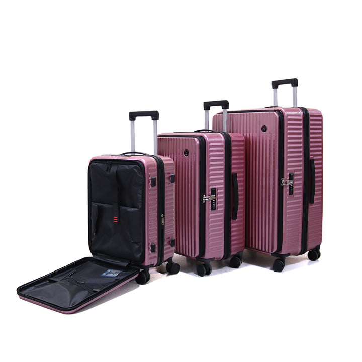 Luggage District Skybird Premium 3-Piece Expandable Luggage Set, Rose Gold