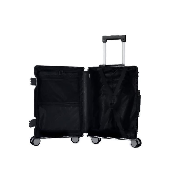 Luggage District Aluminum Frame Ultra-Light 3 Piece Trolley Set, Black