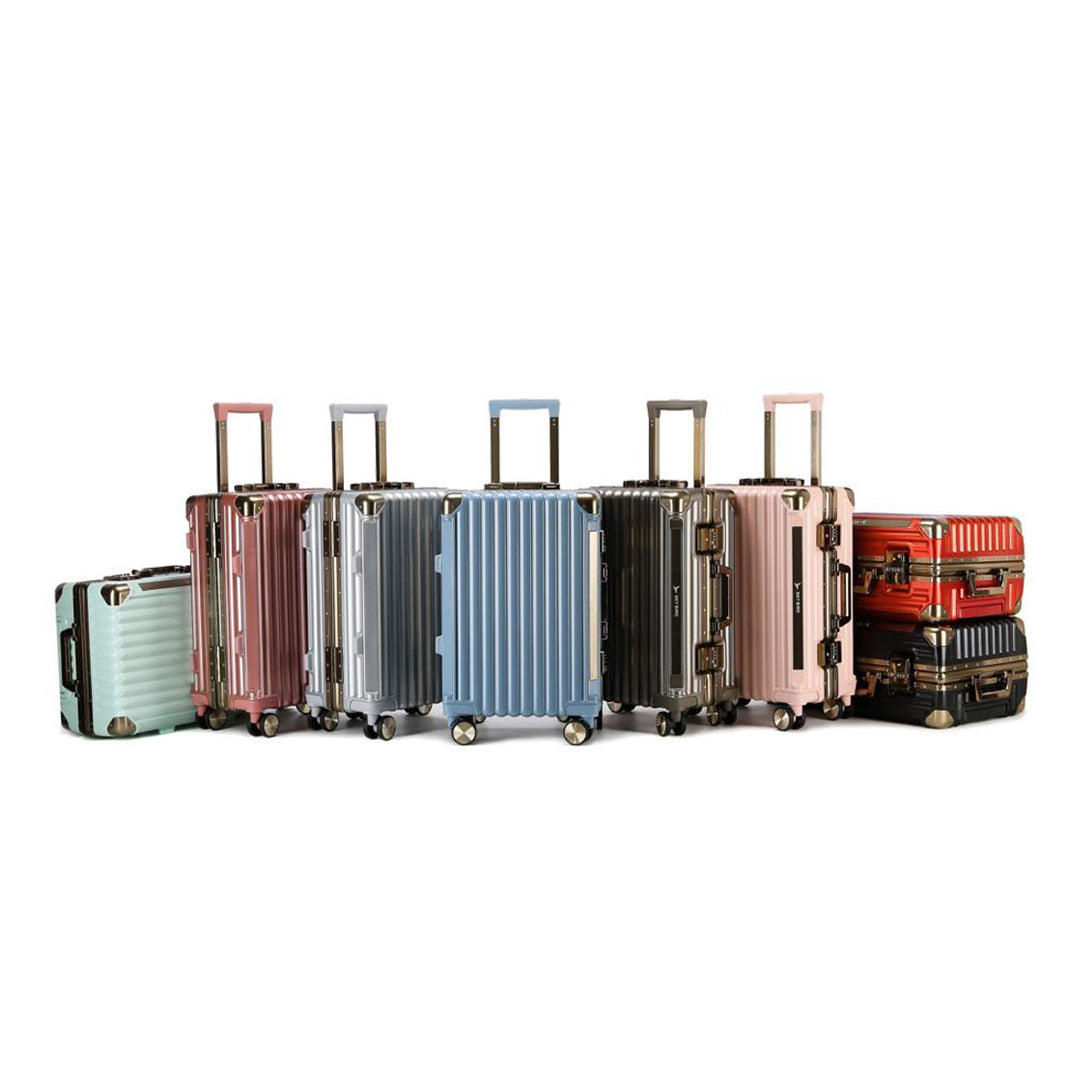 Luggage District Aluminum Frame Premium 3 Piece Trolley Set, Dark Grey
