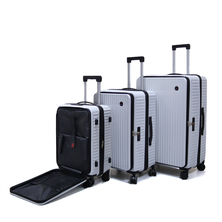 Luggage District Skybird Premium 3-Piece Expandable Luggage Set, White