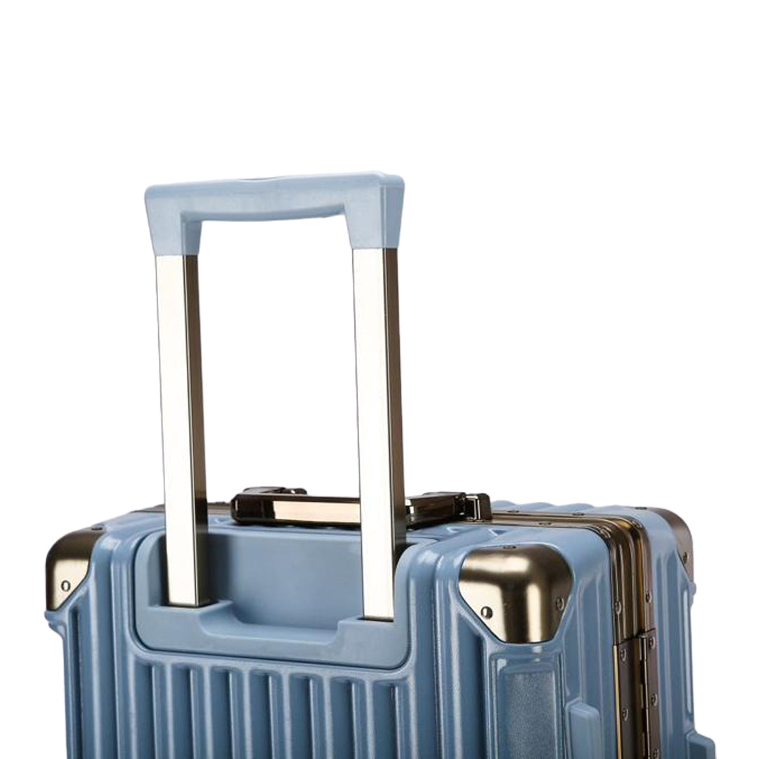 Luggage District Aluminum Frame Premium Medium Checked-in Bag 24inch, Light Blue