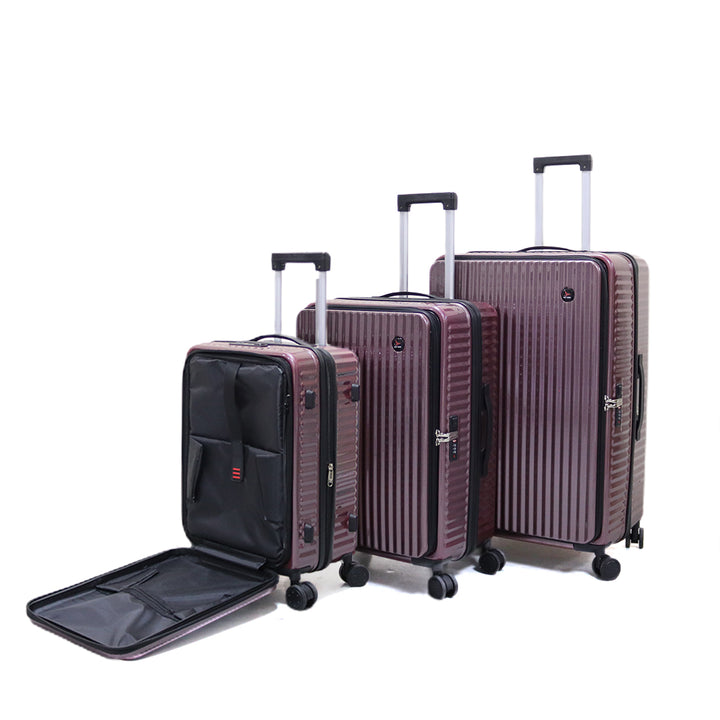 Luggage District Skybird Premium 3-Piece Expandable Luggage Set, Bordeaux