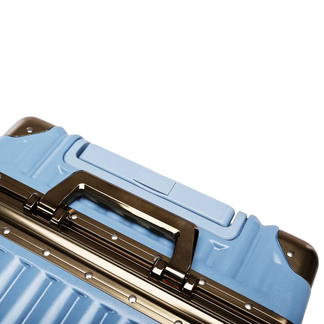 Luggage District Aluminum Frame Premium 3 Piece Trolley Set, Light Blue