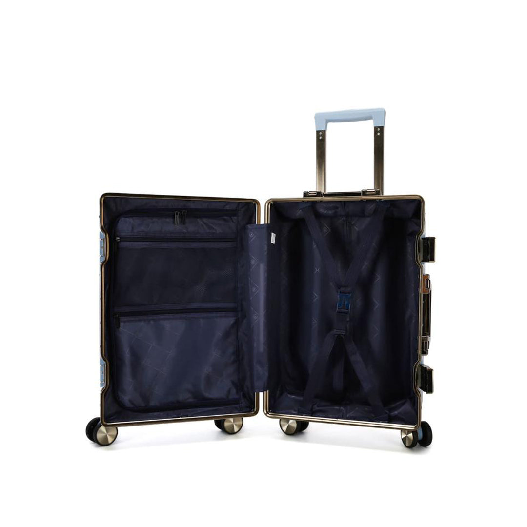 Luggage District Aluminum Frame Premium 3 Piece Trolley Set, Black