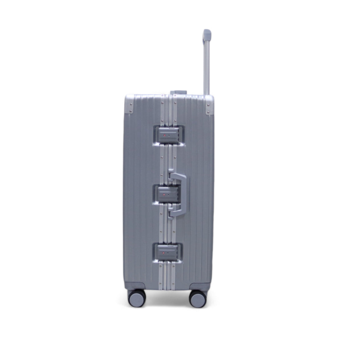 Luggage District Aluminum Frame Ultra-Light Medium Checked-in Bag 24inch, Silver