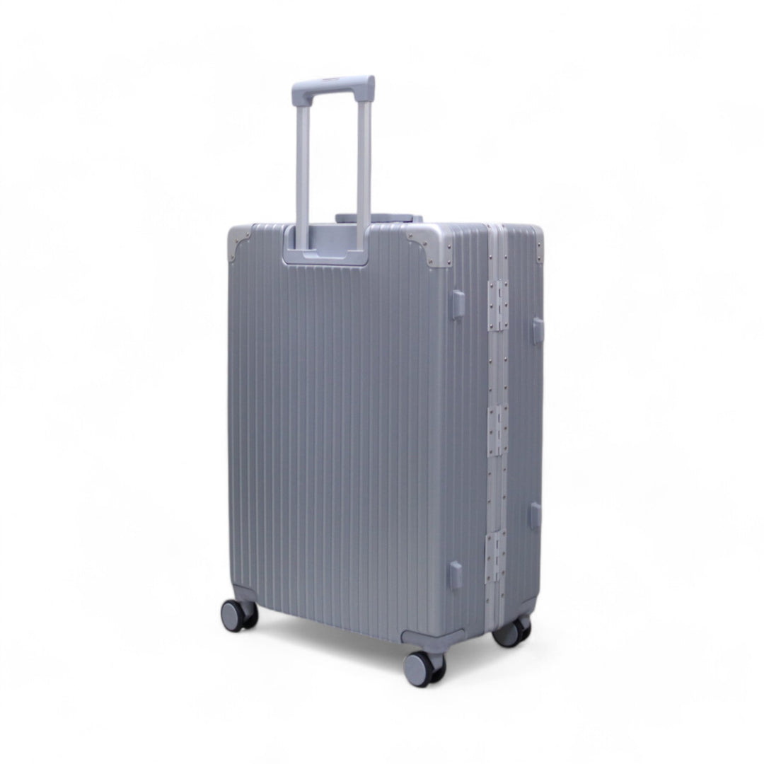 Luggage District Aluminum Frame Ultra-Light Medium Checked-in Bag 24inch, Silver