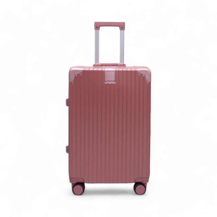 Luggage District Aluminum Frame Ultra-Light Large Checked-in Bag 28inch, Rose Gold