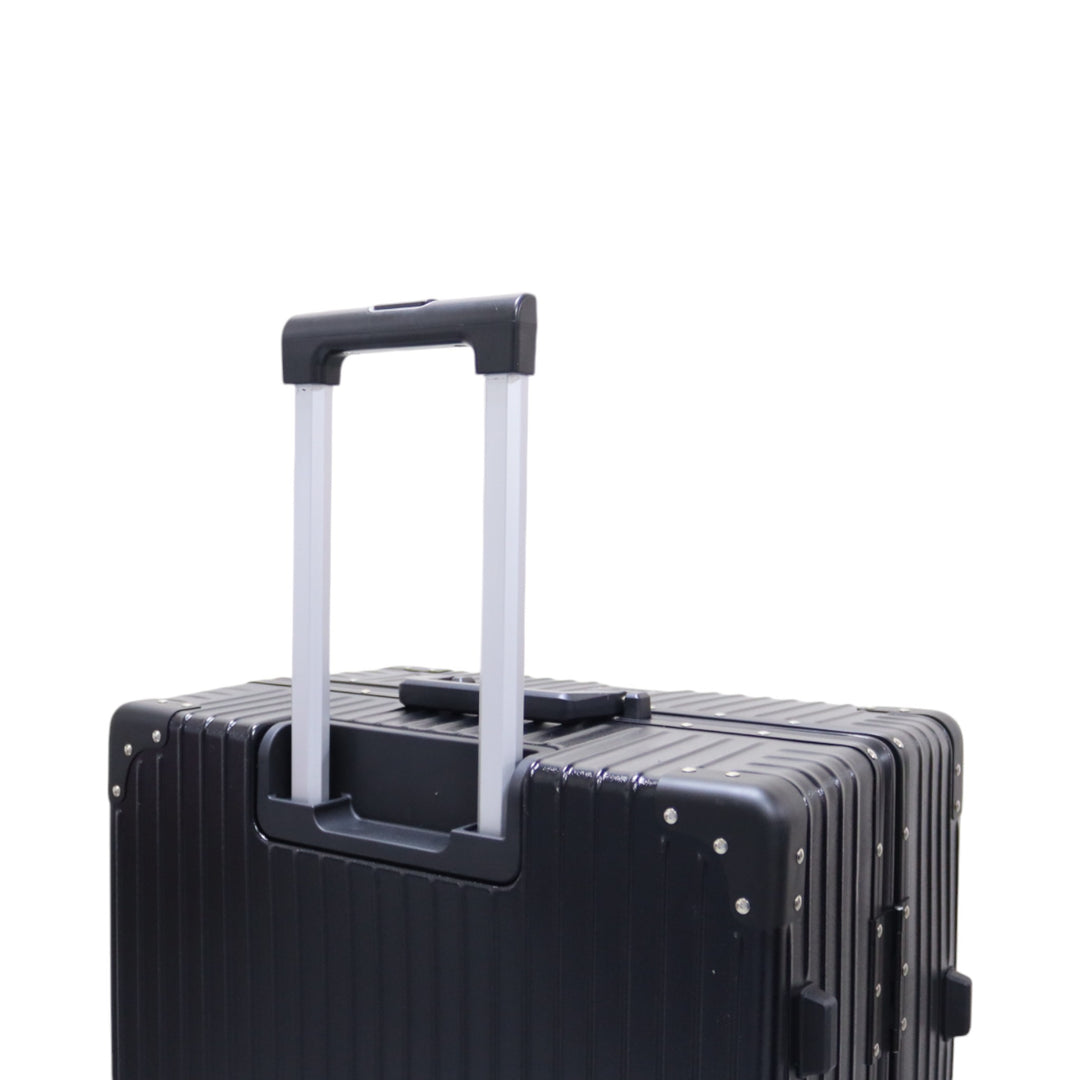 Luggage District Aluminum Frame Ultra-Light Medium Checked-in Bag 24inch, Black