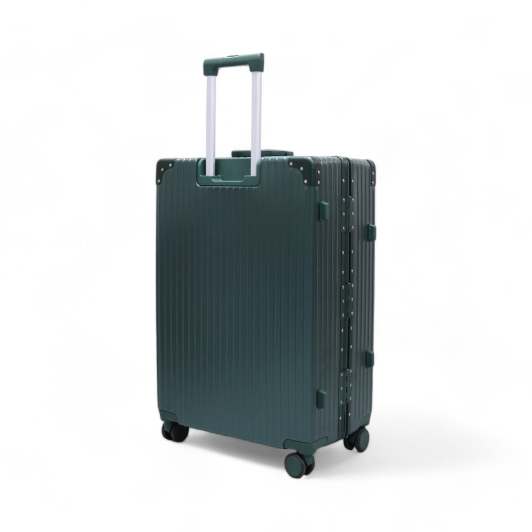 Luggage District Aluminum Frame Ultra-Light 3 Piece Trolley Set, Dark Green