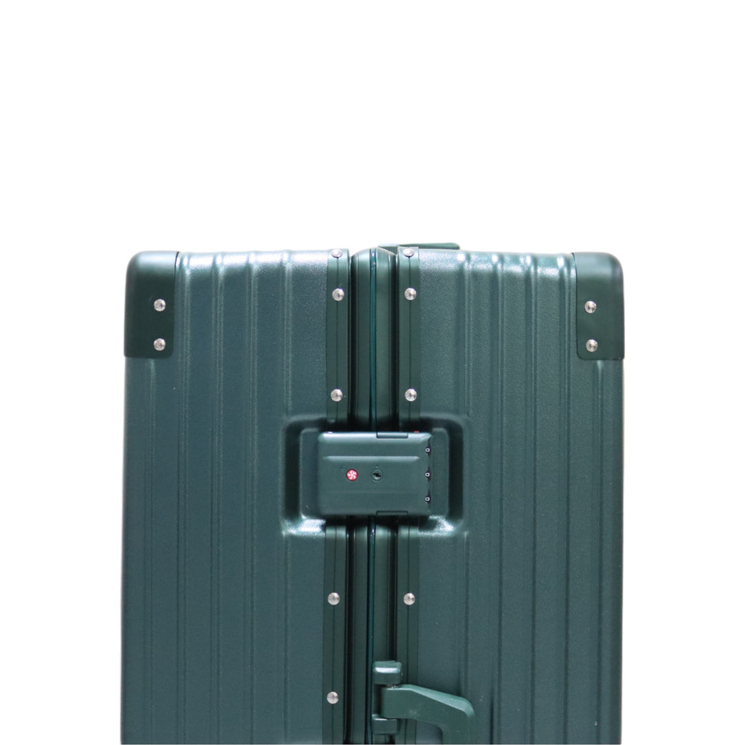 Luggage District Aluminum Frame Ultra-Light Medium Checked-in Bag 24inch, Dark Green