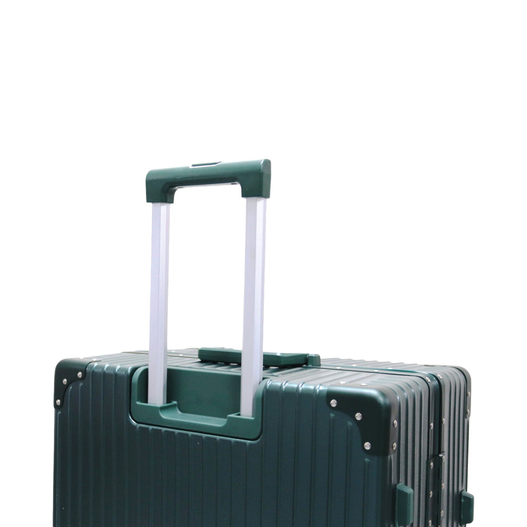 Luggage District Aluminum Frame Ultra-Light 3 Piece Trolley Set, Dark Green