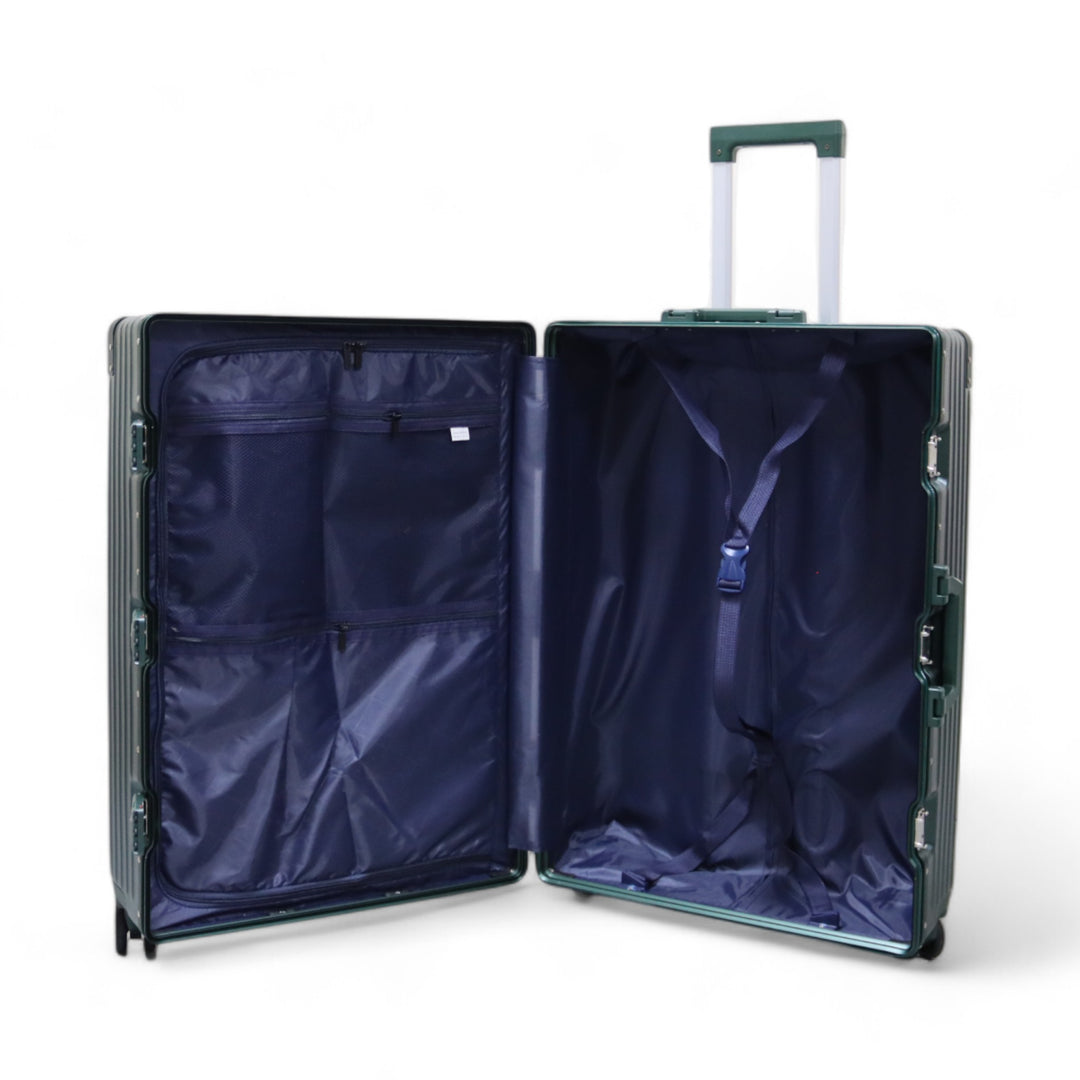 Luggage District Aluminum Frame Ultra-Light Large Checked-in Bag 28inch, Dark Green