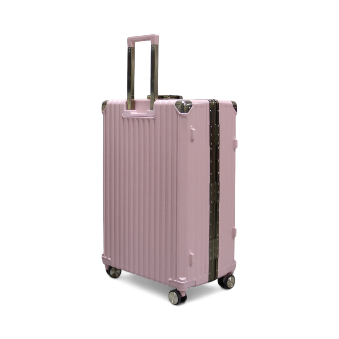 Luggage District Aluminum Frame Premium Medium Checked-in Bag 24inch, Pink