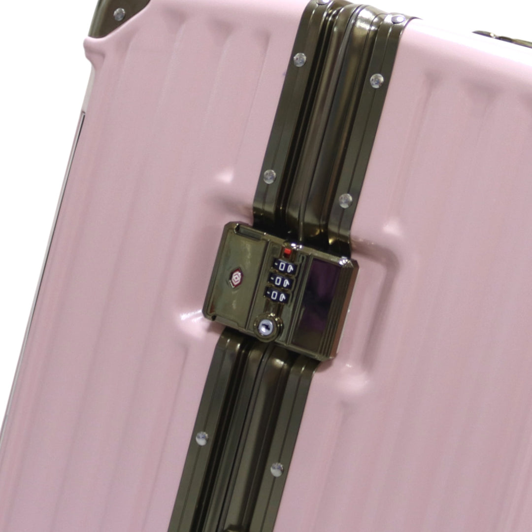 Luggage District Aluminum Frame Premium Medium Checked-in Bag 24inch, Pink