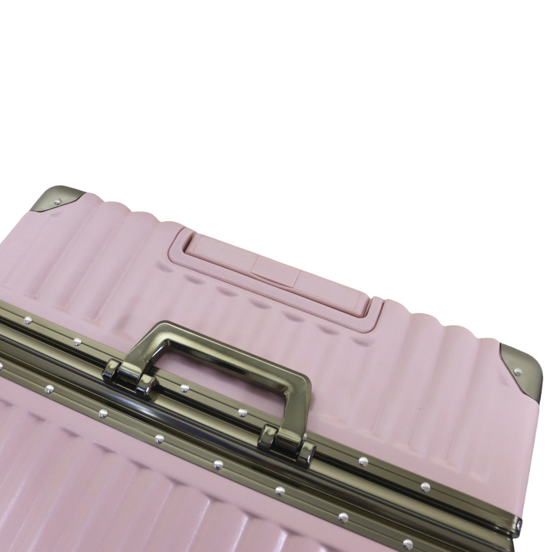 Luggage District Aluminum Frame Premium Medium Checked-in Bag 24inch, Pink