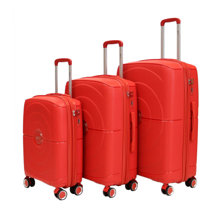 Luggage District Bett 3-Piece Set PP Hardside Expandable Suitcase, Red