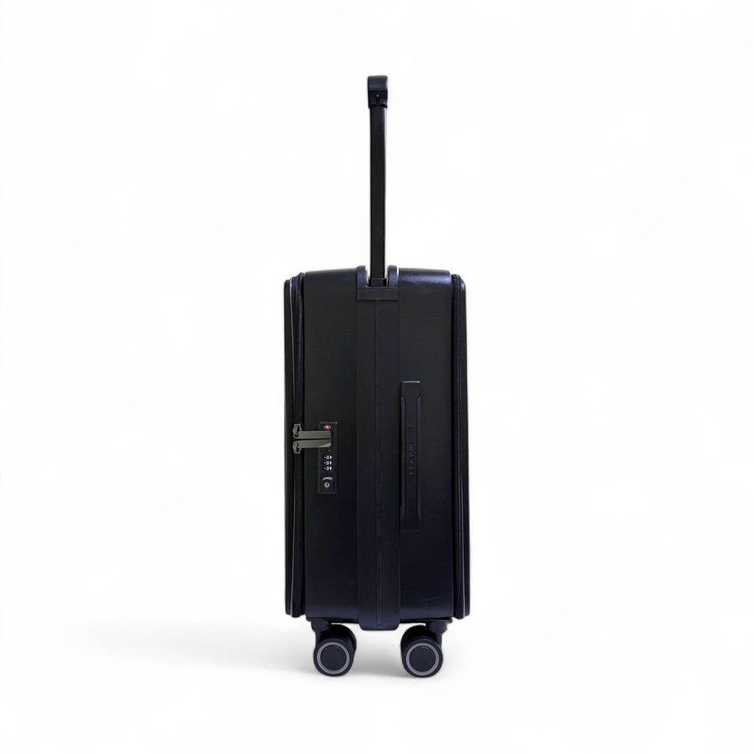 BUBULE Carry-on Luggage | Wide Handle, Laptop Pocket, Double Zipper, TSA Lock - Black