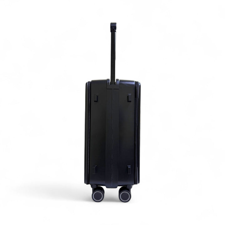 BUBULE Carry-on Luggage | Wide Handle, Laptop Pocket, Double Zipper, TSA Lock - Black