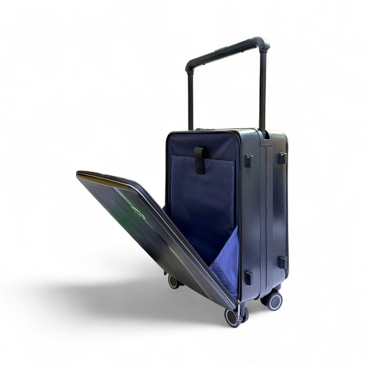 BUBULE Carry-on Luggage | Wide Handle, Laptop Pocket, Double Zipper, TSA Lock - Black