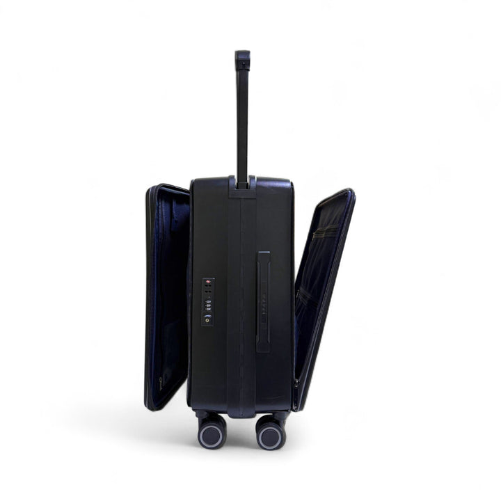 BUBULE Carry-on Luggage | Wide Handle, Laptop Pocket, Double Zipper, TSA Lock - Black