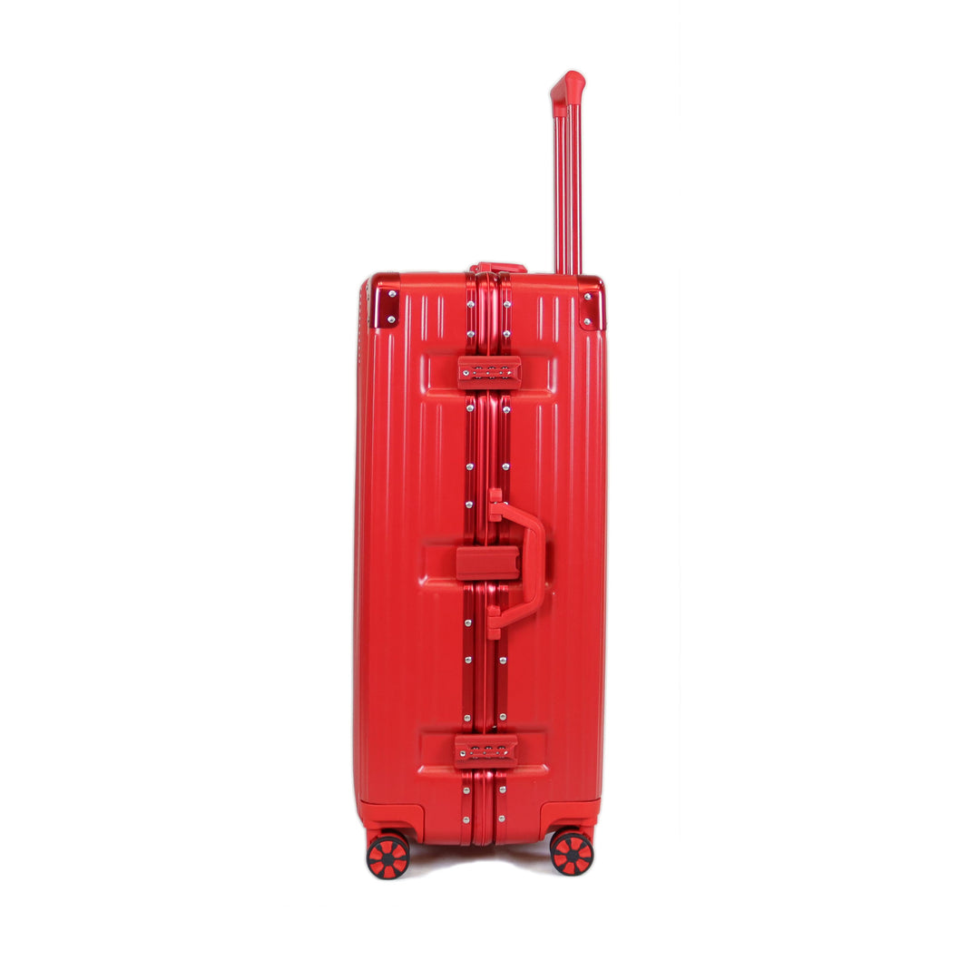 Luggage District Aluminum Frame Ultra-Light 3 Piece Trolley Set, Red