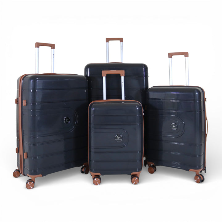 Skybird 4-Piece PP Luggage Set (20” / 24” / 28” / 32”) Durable Double Zipper Travel Suitcase Set - Black