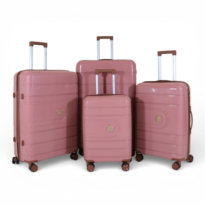 Skybird 4-Piece PP Luggage Set (20” / 24” / 28” / 32”) Durable Double Zipper Travel Suitcase Set - Rose