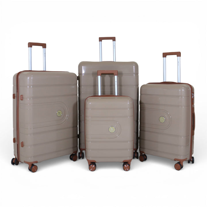 Skybird 4-Piece PP Luggage Set (20” / 24” / 28” / 32”) Durable Double Zipper Travel Suitcase Set - Khaki