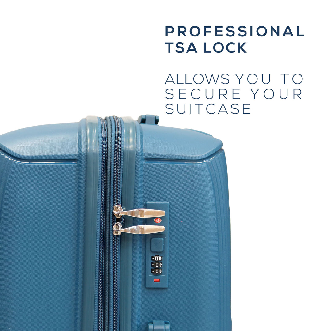 Luggage District Bett 3-Piece Set PP Hardside Expandable Suitcase, Cyan