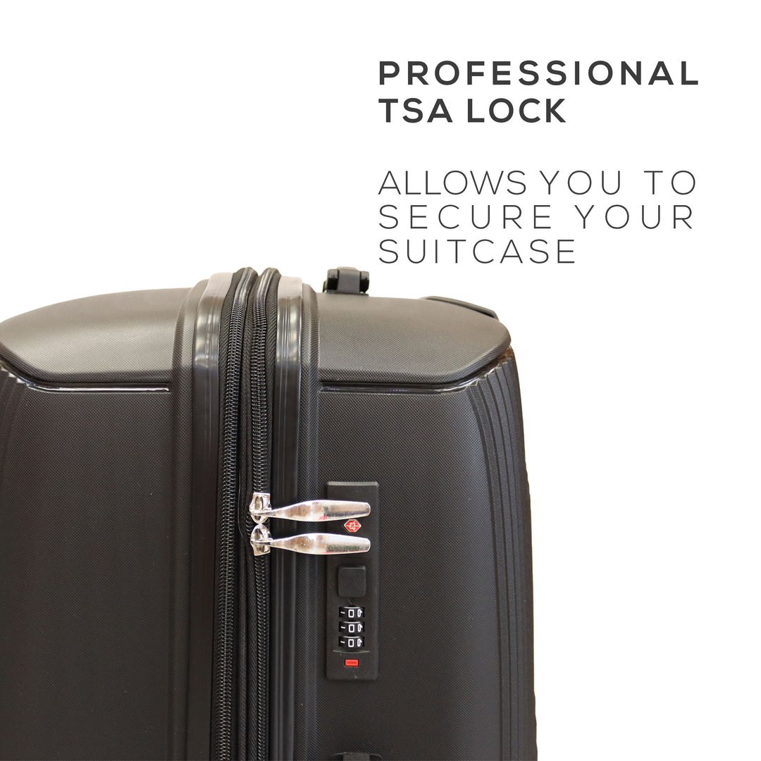 Luggage District Bett 1-Piece Medium Size 24-inch PP Hardside Expandable Suitcase, Black