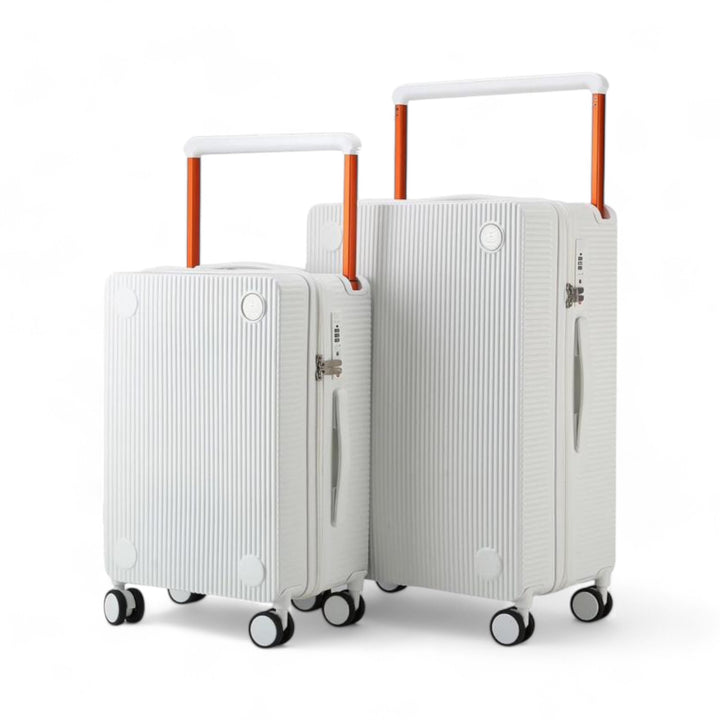 Luggage District Skybird 2-Piece Luggage Set with Wide Modern Handle, White