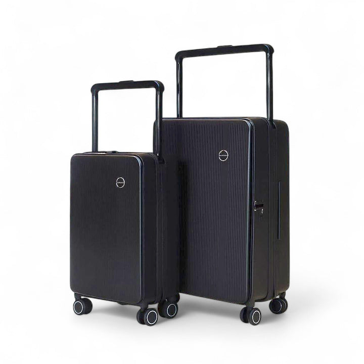 BUBULE Carry-on Luggage | Wide Handle, Laptop Pocket, Double Zipper, TSA Lock - Black