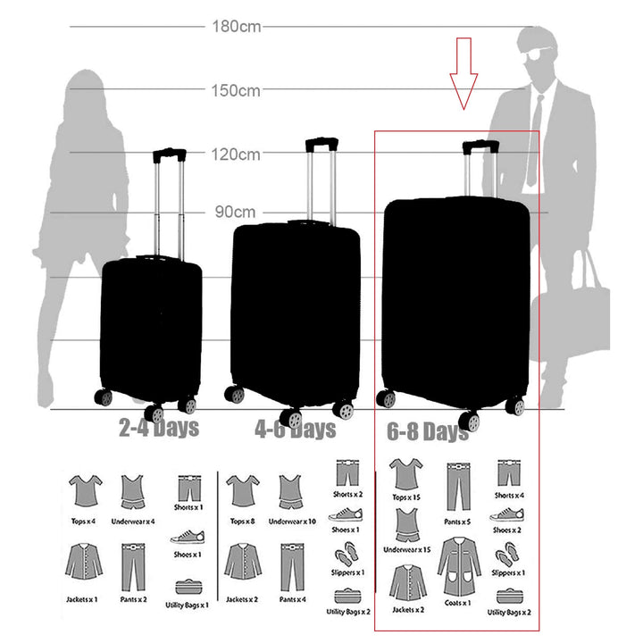 Sky Bird Traveler 1-Piece ABS Luggage Trolley Bag With Handbag, Black