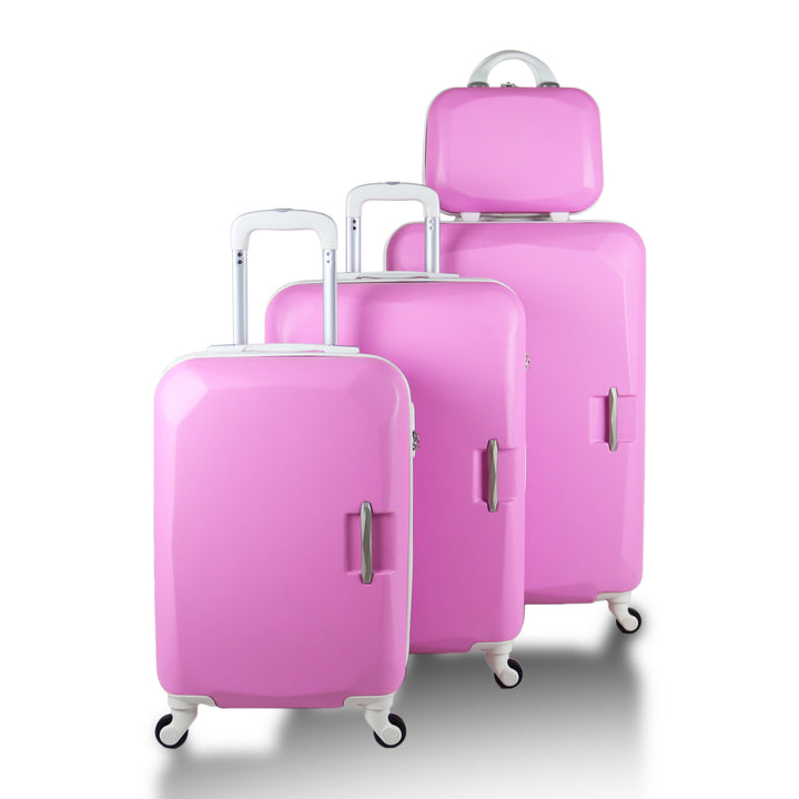 Sky Bird Flat 4-Piece ABS Luggage Trolley Set Pink