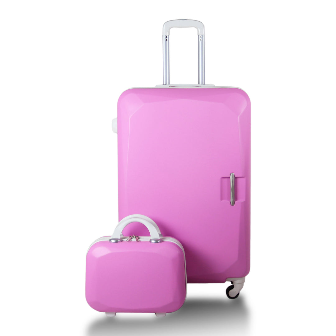 Sky Bird Flat ABS Luggage Trolley Bag 1 Piece Big Size 28" inch With Beauty Bag, Pink