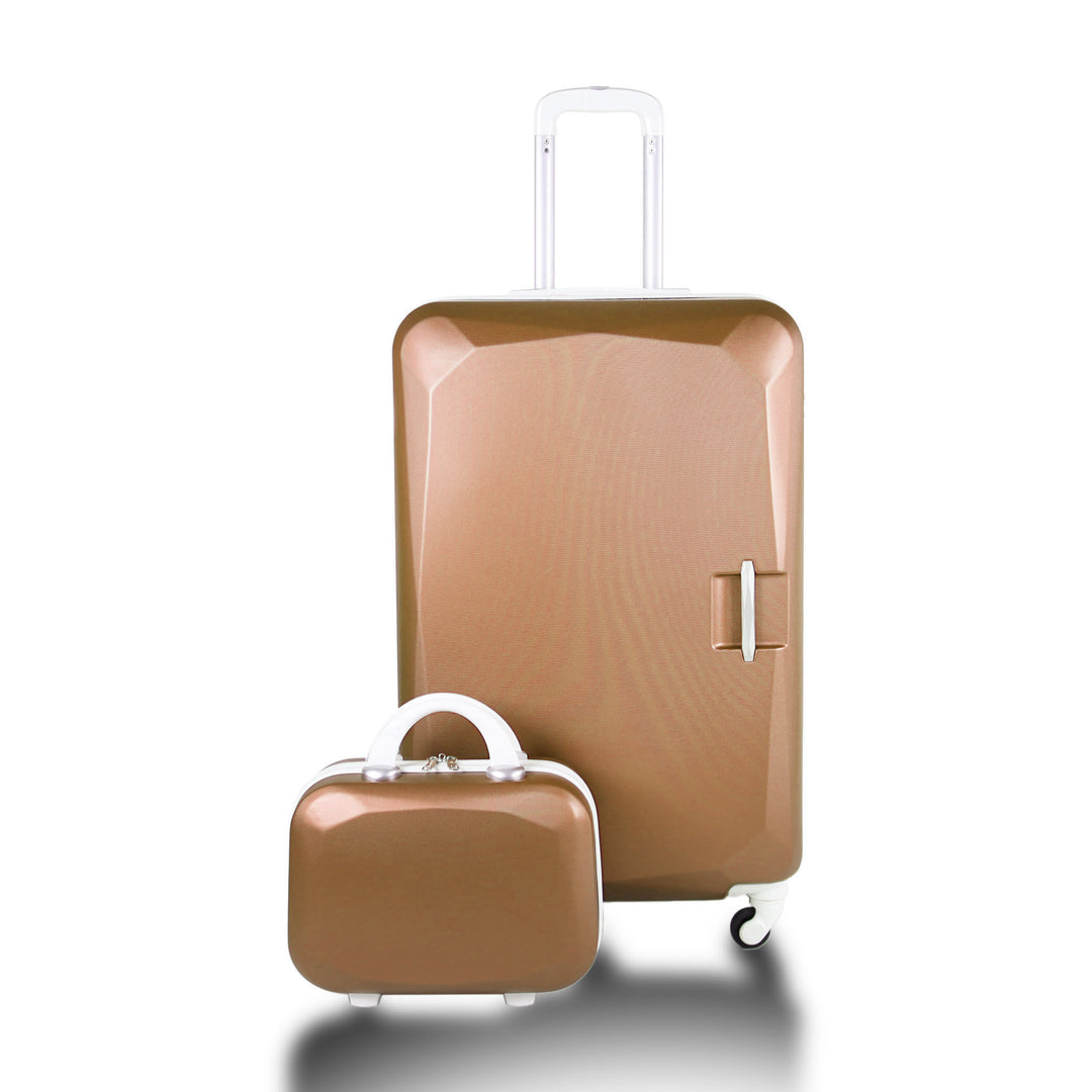 Sky Bird Flat ABS Luggage Trolley Bag 1 Piece Big Size 28" inch With Beauty Bag, Rose Gold