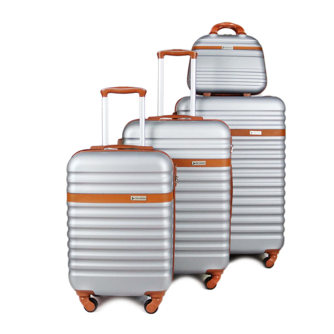 Sky Bird Classic ABS Luggage Trolley Set 4 Piece, Silver