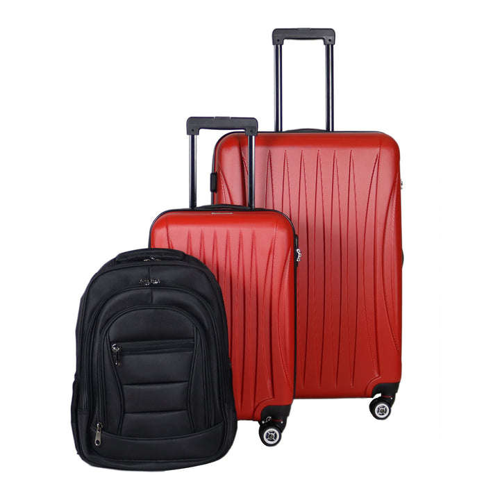 Princess Traveller LAS VEGAS Hard ABS Shark Skin Suitcases Set 3 Pieces Red/Black